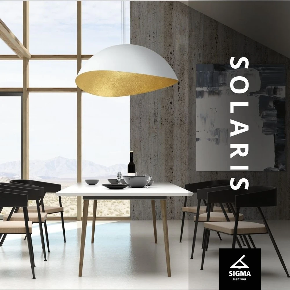 „Sigma“ pakabinamas šviestuvas „SOLARIS 40616“, balto aukso spalvos, valgomojo pakabinamas šviestuvas