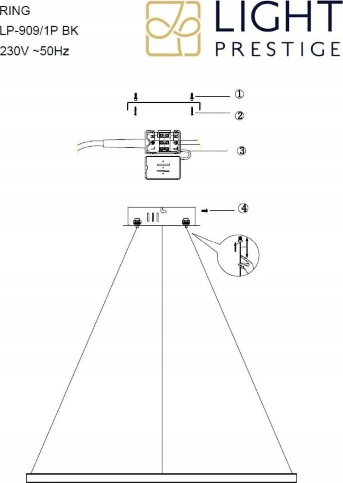 Pakabinamas šviestuvas Light_Presti Šviestuvas lubų Light Prestige Ring, 35 W, LED, 3 – 6K