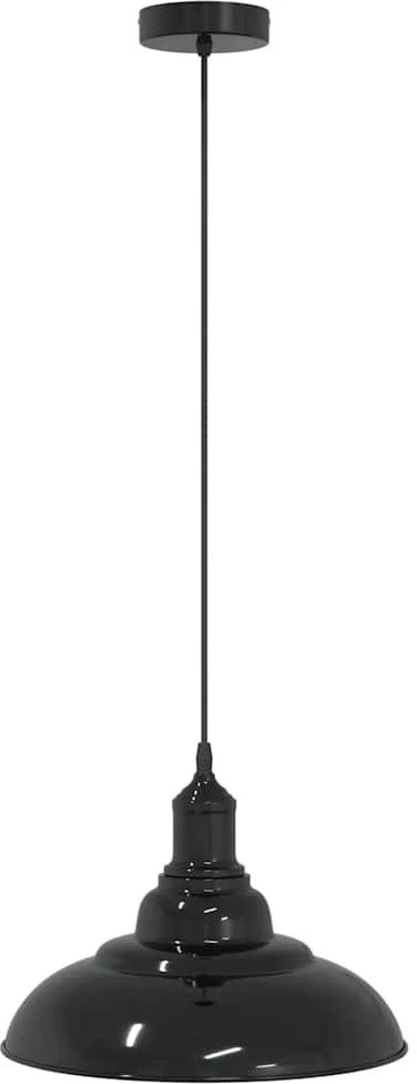 Pakabinamas šviestuvas, reguliuojamo aukščio, E27, blizgios juodos spalvos, Ø 31 cm, metalas