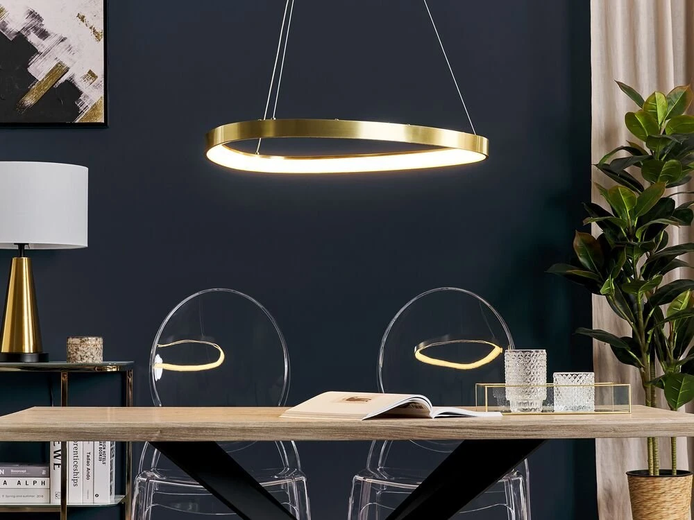 Beliani LED pakabinamas šviestuvas KRABURI metalinis auksinis