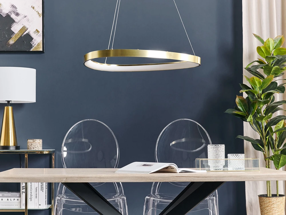 Beliani LED pakabinamas šviestuvas KRABURI metalinis auksinis