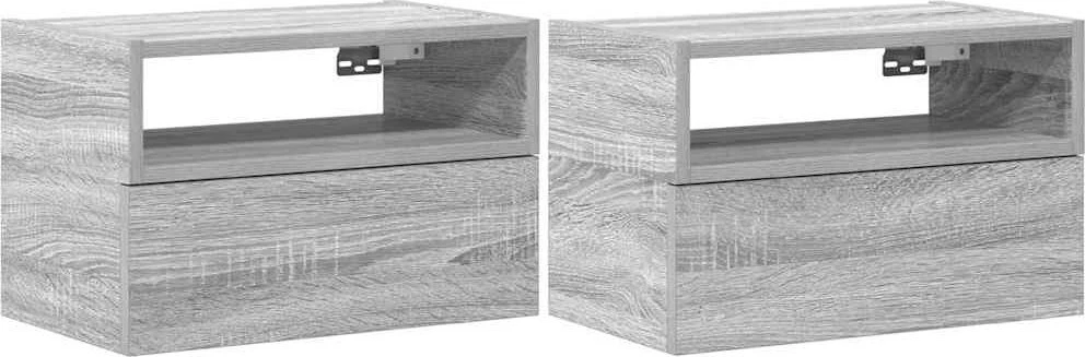 Sieninės naktinės spintelės, 2vnt., pilka, 45x26x28,5cm