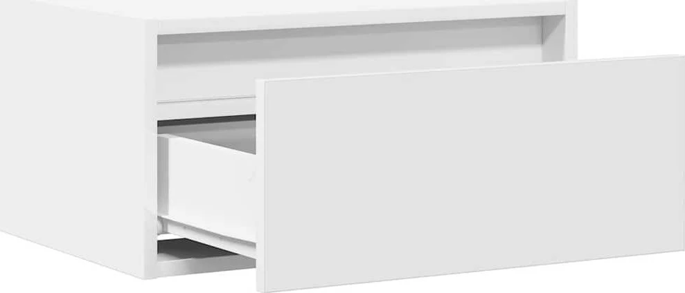 TV staliukas Sieninės naktinės spintelės su LED, 2vnt., baltos