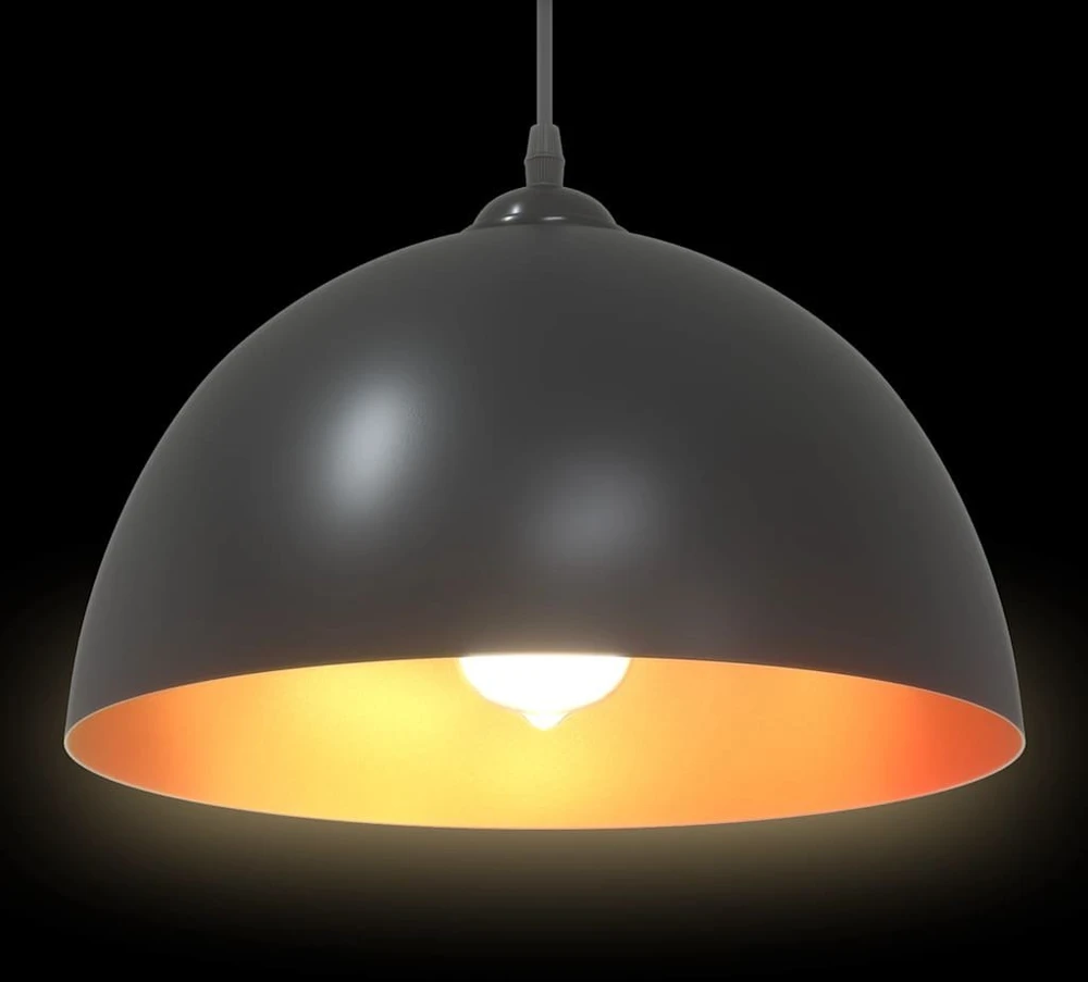 Pakabinamas šviestuvas Pakabinami šviestuvai, 2 vnt., reguliuojamo aukščio, E27, juodi, Ø 30 cm, metaliniai