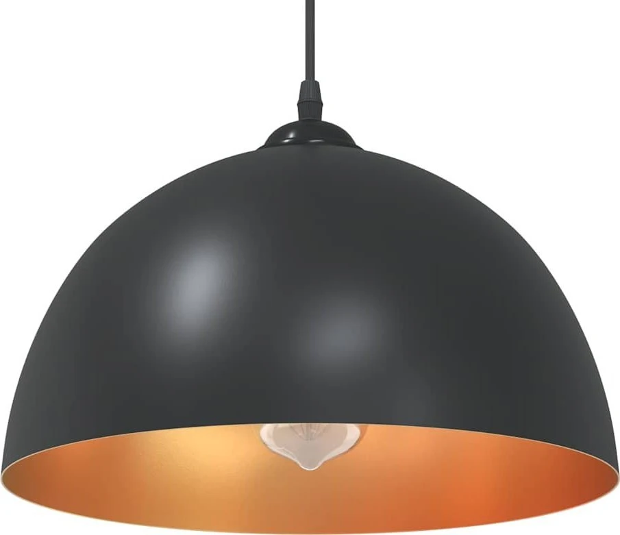Pakabinamas šviestuvas Pakabinami šviestuvai, 2 vnt., reguliuojamo aukščio, E27, juodi, Ø 30 cm, metaliniai