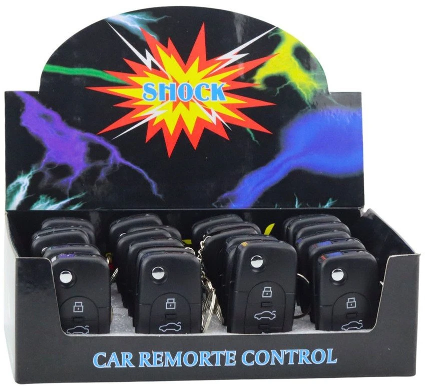 Lean Toys Automobilio raktų pakabukas su LED žibintuvėliu ir elektros šoku