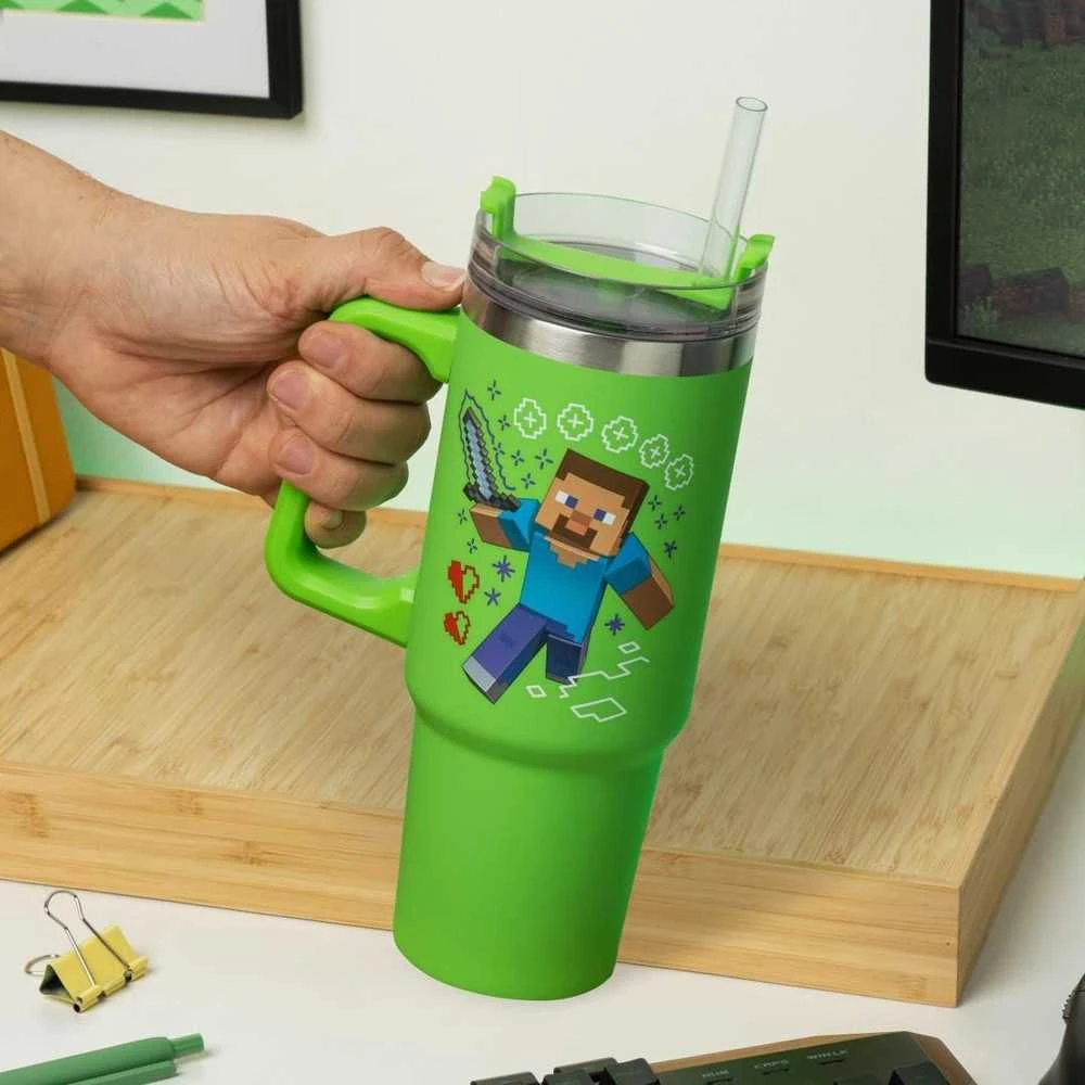 Paladone ABYstyle MINECRAFT Žalia Sandarus Puodelis su Šiaudeliu | 900 ml