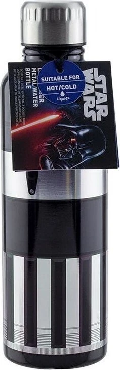 Paladone Darth Vader šviesos kardo metalinė vandens gertuvė kasdieniniam naudojimui 500 ml nerūdijantis plienas juoda, sidabrinė