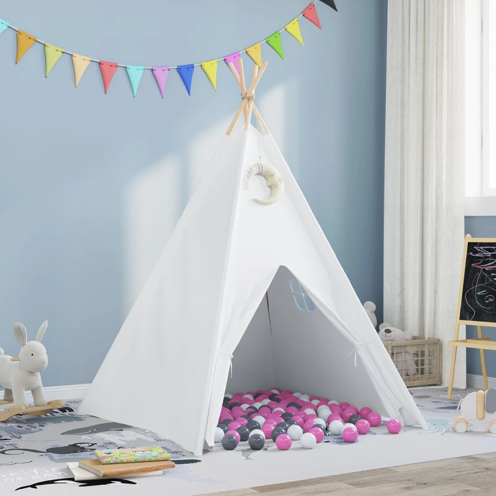 Teepee palapinė Balta 120 x 120 x 150 cm Audinys ir plastikas