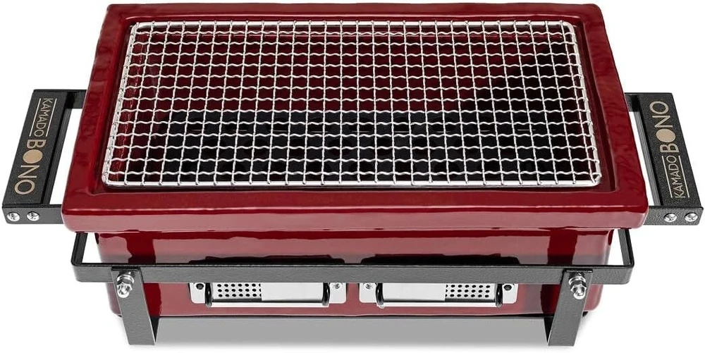 Kamado Bono Hibachi EVO stalo grilis, stačiakampis, Royal Raudona