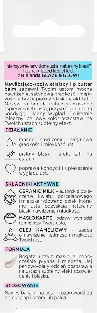Palmer`s Bielenda Glaze & Glow Sviestas lūpoms Balzamas drėkinantis ir šviesinantis lūpų balzamas Baltas Pearl 10g