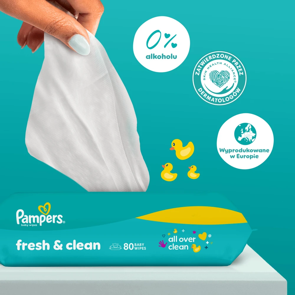 Pampers Šlapios servetėlės Fresh Clean 20 vnt. 80 servetėlių = 1600 vnt.