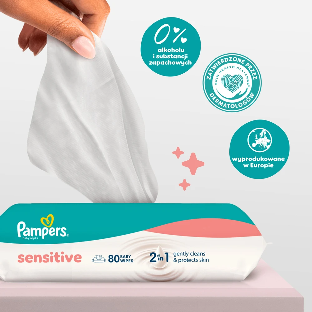 Pampers Drėgnosios servetėlės Sensitive 20 pak. 80 servetėlių = 1200 vnt.