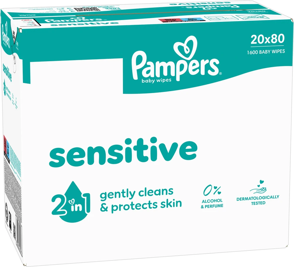 Pampers Drėgnosios servetėlės Sensitive 20 pak. 80 servetėlių = 1200 vnt.