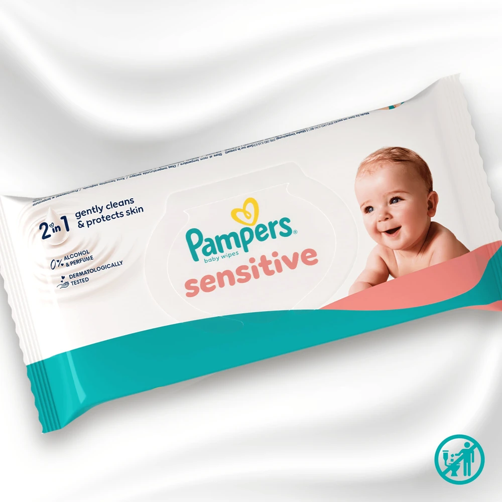 Pampers Drėgnosios servetėlės Sensitive 20 pak. 80 servetėlių = 1200 vnt.