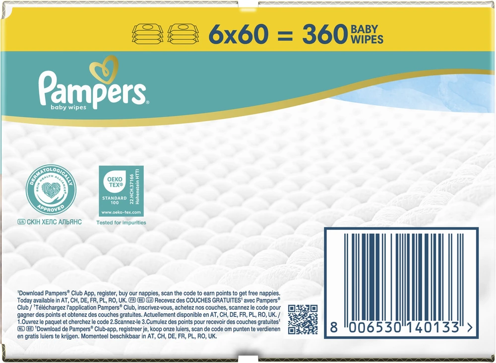 Pampers Šlapios servetėlės Aqua Soft Touch 6x60 vnt. Plastic Free