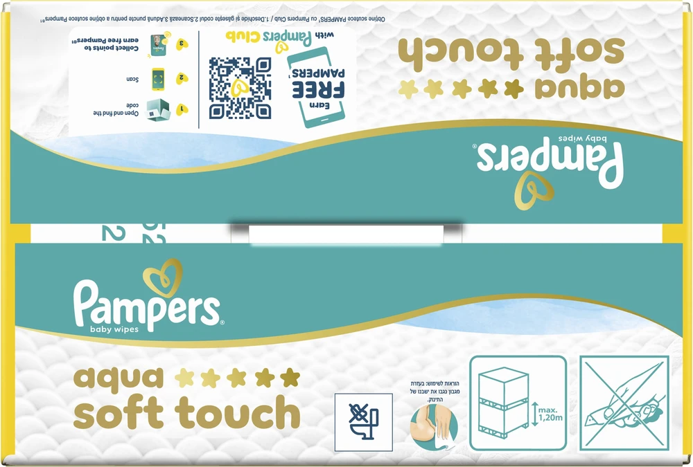 Pampers Šlapios servetėlės Aqua Soft Touch 6x60 vnt. Plastic Free