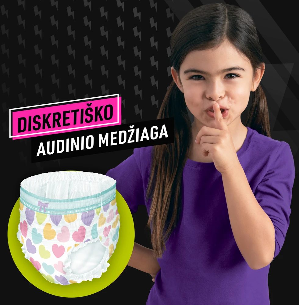 Pampers Ninjamas Pižaminės Kelnaitės Heart, 60 Sauskelnės, 17-30 kg