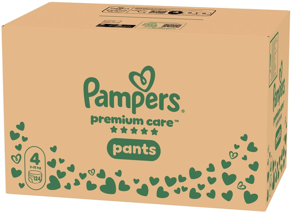 Pampers Premium Care Sauskelnės-Kelnaitės, 4 Dydžio, 124 vnt.