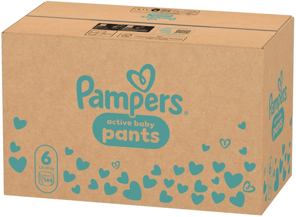 Pampers Active Baby Pants Sauskelnės, 6 Dydis, 144 vnt.