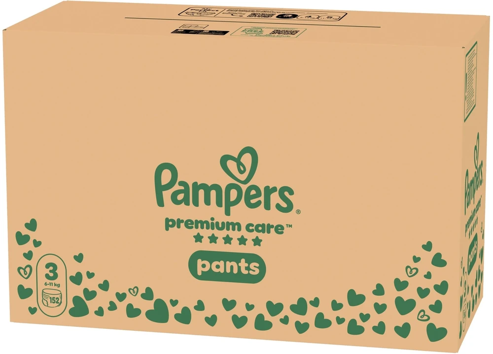 Pampers Premium Care Sauskelnės-Kelnaitės, 3 Dydžio, 152 vnt.