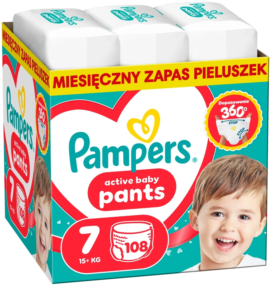 Pampers sauskelnės Active Baby 7 15+ kg 108 vnt.