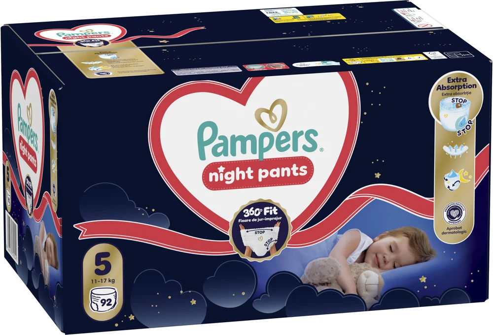 Pampers Night Pants Sauskelnės-Kelnaitės, 5, 92 vnt.