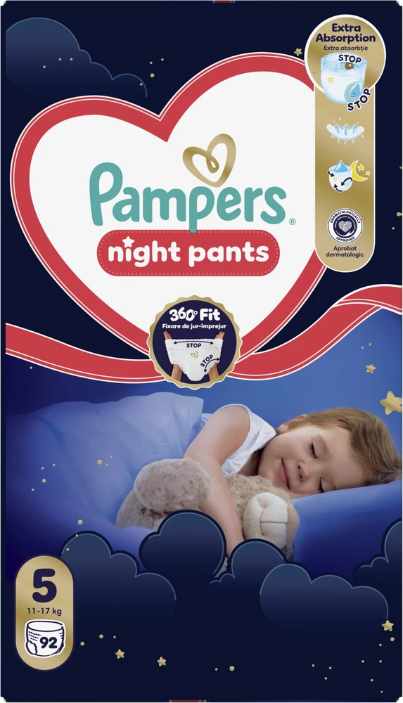 Pampers Night Pants Sauskelnės-Kelnaitės, 5, 92 vnt.