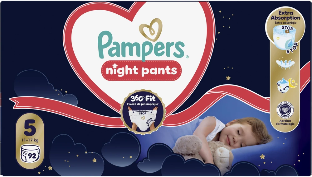 Pampers Night Pants Sauskelnės-Kelnaitės, 5, 92 vnt.