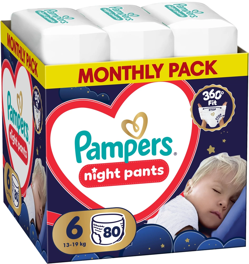 Pampers Night Pants Sauskelnės-Kelnaitės, 6, 80 vnt.