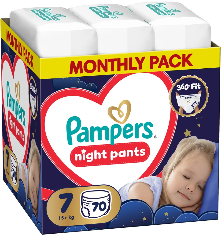 Pampers Night Pants Sauskelnės-Kelnaitės, 7, 70 vnt.
