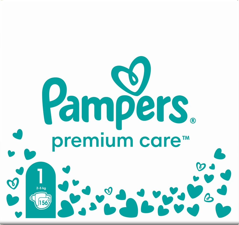 Pampers Premium Care Tape Sauskelnės, 1 Dydis, 156 vnt., 2–5 kg