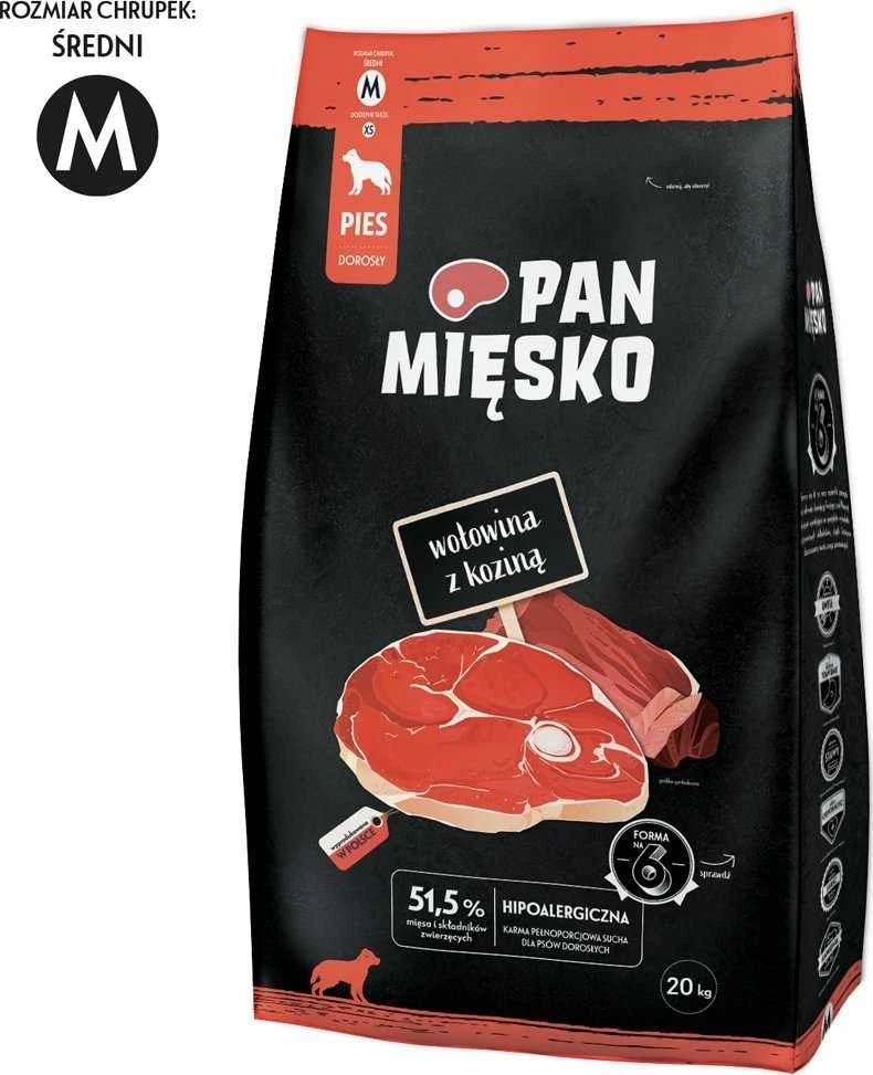 PAN MIĘSKO jautiena su ožka M - sausas šunų maistas - 20kg