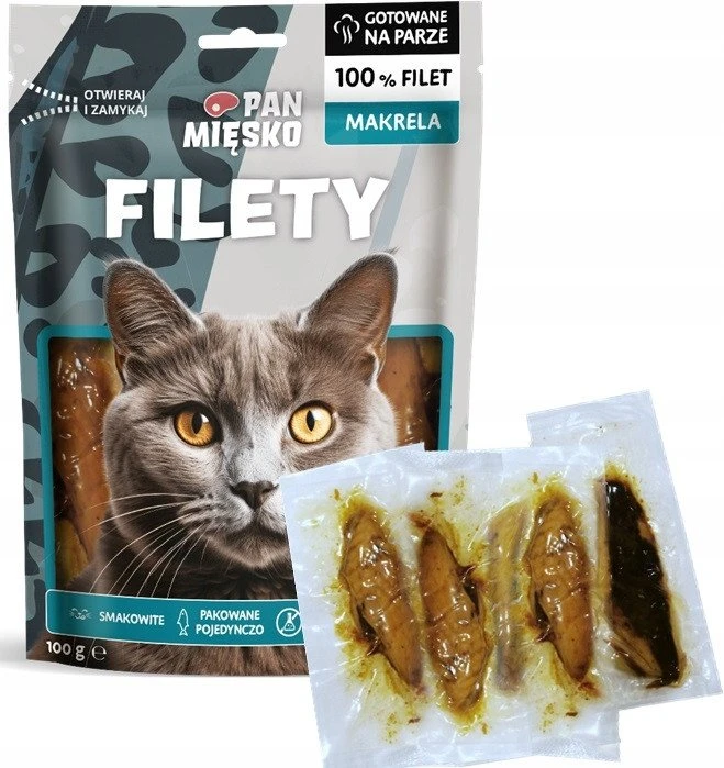 Kačių Priedas - PAN MIĘSKO Skumbrės Filė 100g Hipoalerginė Be Grūdų