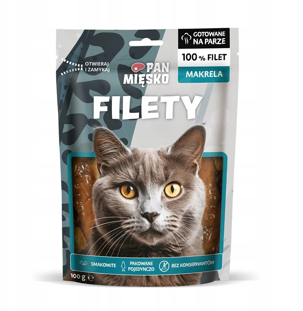 Kačių Priedas - PAN MIĘSKO Skumbrės Filė 100g Hipoalerginė Be Grūdų