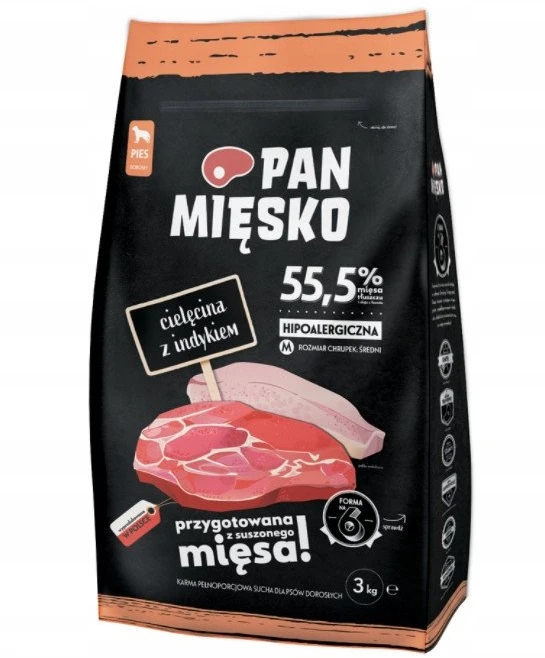 Šunų Maistas - PAN MIĘSKO Veršiena su Kalakutiena XL Sausas 3kg