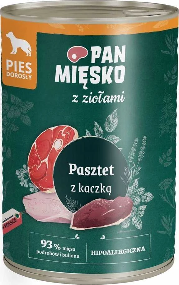PAN MIĘSKO su žolelėmis antiena paštetas - šlapias šunų maistas - 400g