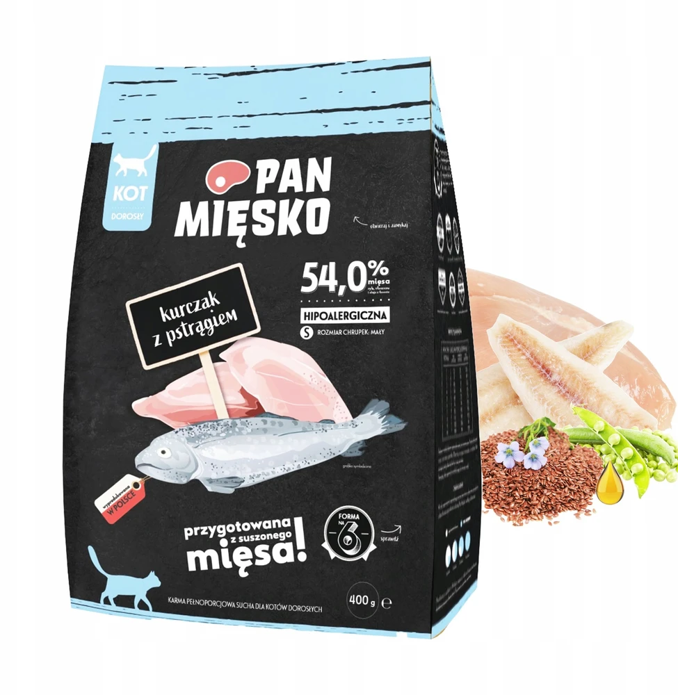 Kačių Maistas - PAN MIĘSKO Vištiena su Upėtakiu Sausas Maistas 400g