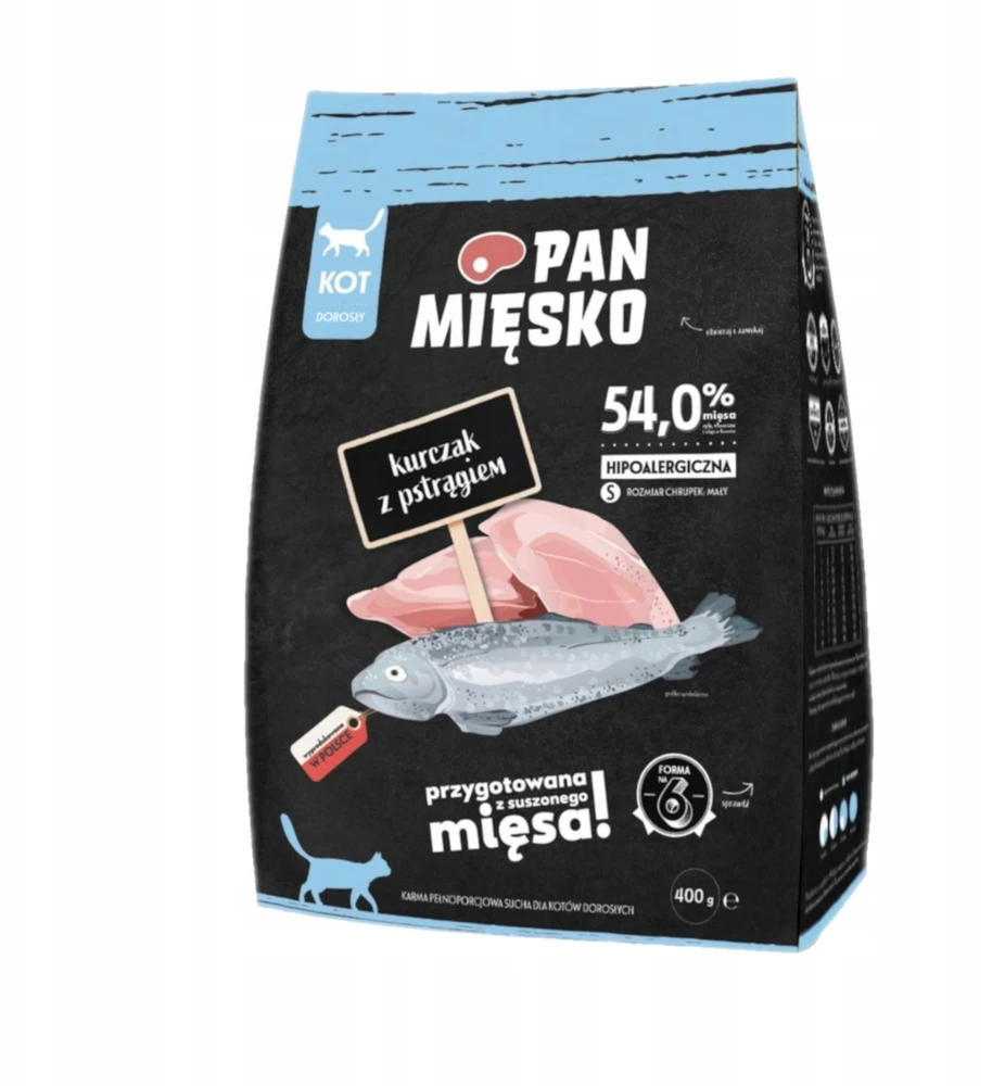 Kačių Maistas - PAN MIĘSKO Vištiena su Upėtakiu Sausas Maistas 400g