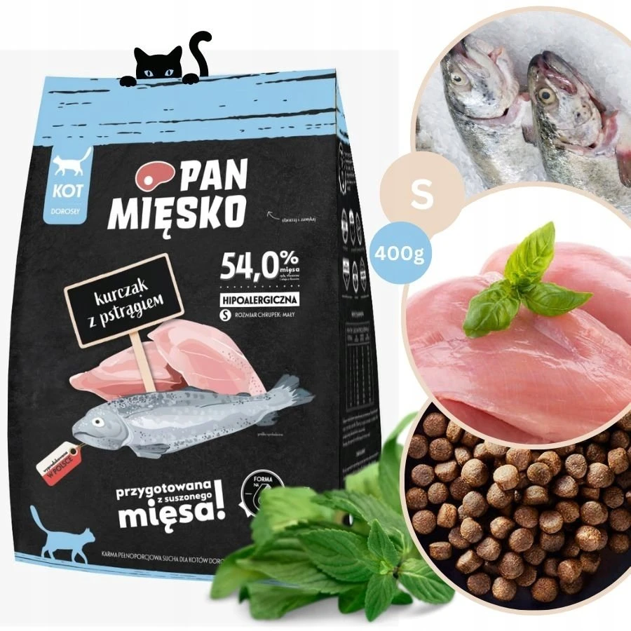 Kačių Maistas - PAN MIĘSKO Vištiena su Upėtakiu Sausas Maistas 400g