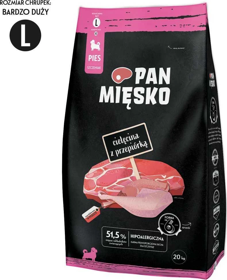 PAN MIĘSKO Veršiena su putpeliu L šuniukas - sausas šunų maistas - 20kg