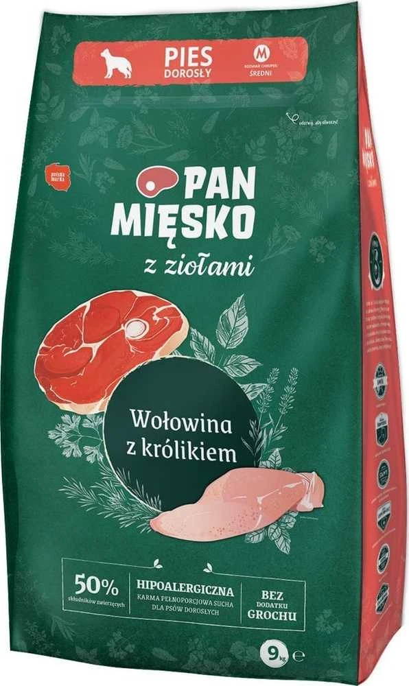 PAN MIĘSKO su žolelėmis jautiena su triušiu M - sausas šunų maistas - 9kg