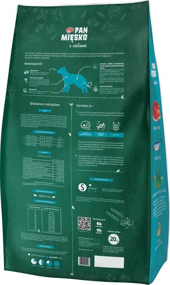Pan Mięsko su jautienos žolelėmis su tunų (suaugusiųjų) traškučiais S 20kg