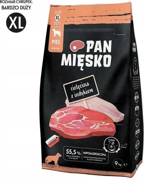 PAN MIĘSKO Veršiena su kalakutiena XL - sausas šunų maistas - 9kg