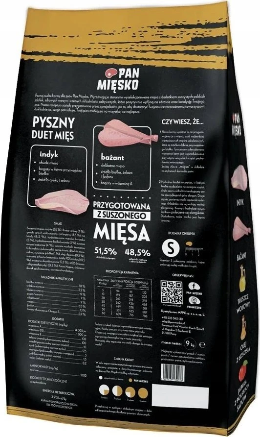 Šunų Maistas - PAN MIĘSKO Kalakutiena su Paukštiena S 30% Baltymų 9kg