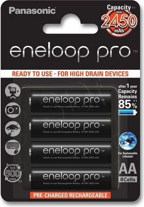 Panasonic Eneloop Pro AA baterijos pakuotė