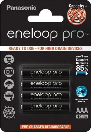 Įkraunamos baterijos Panasonic ENELOOP Pro BK-4HCDE/4CP, 930 mAh, 500 (4xAAA)