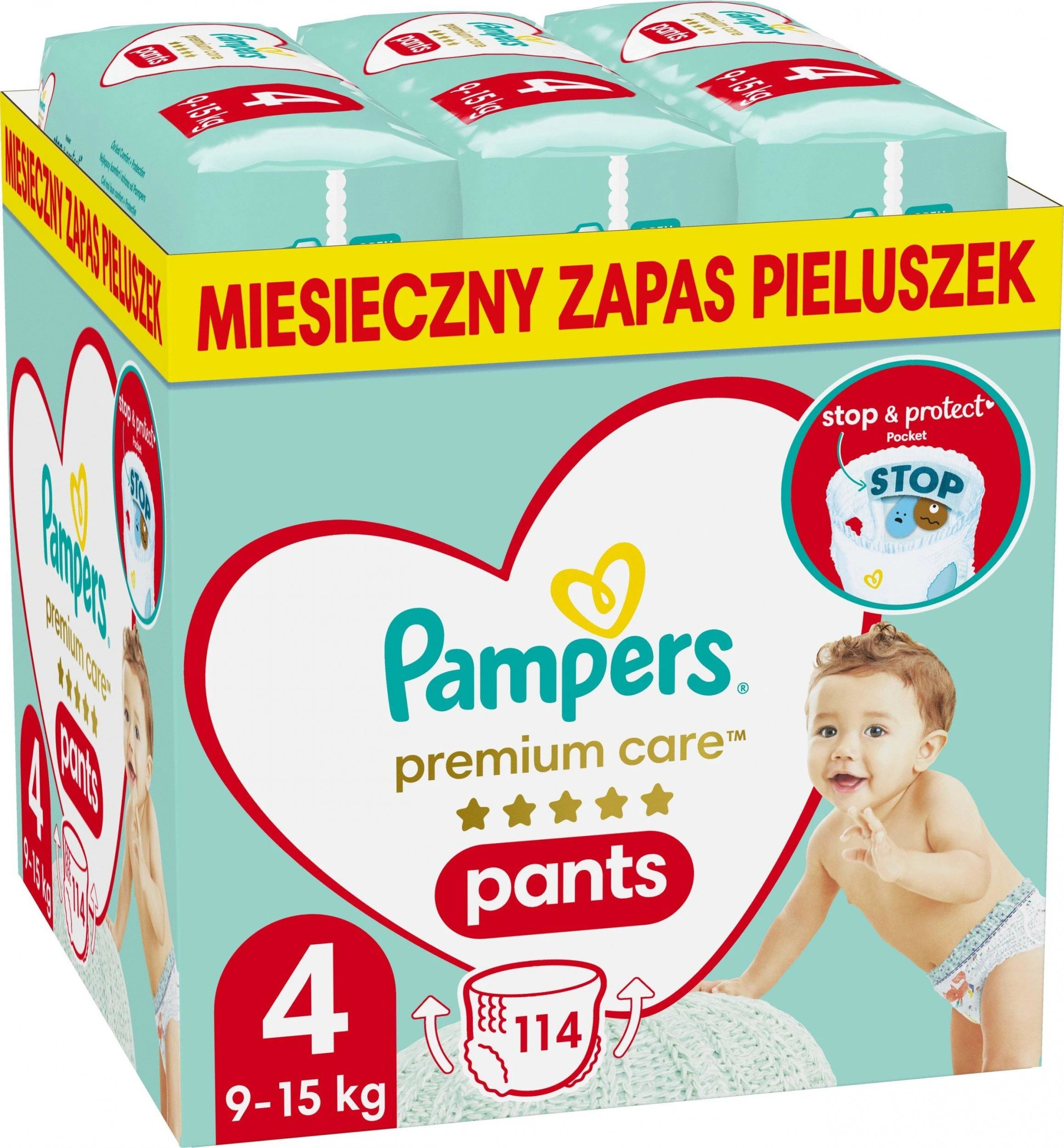 Sauskelnės-kelnaitės Pampers Premium Care, 4 dydis, 9–15 kg, 114 vnt.