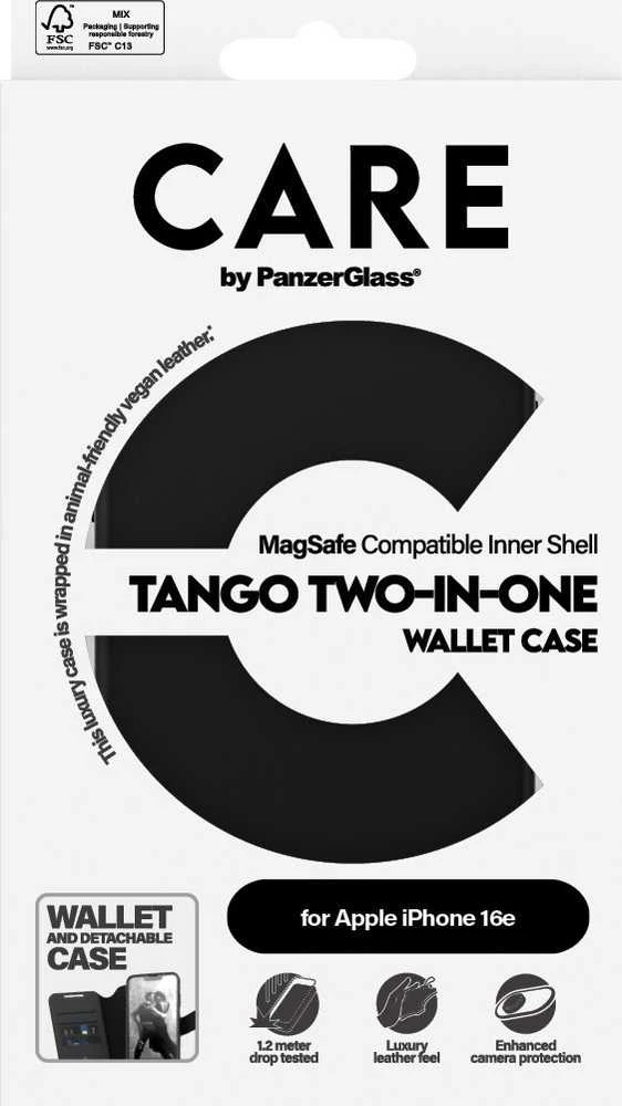 Panzer Glass Dėklas CARE by PanzerGlass Feature Tango 2w1 Wallet skirtas Apple iPhone 16e juodos spalvos