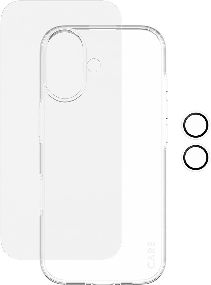 „Panzer Glass CARE by PanzerGlass“ madingas „Combo 3in1“ dėklas + stiklas + objektyvas, skirtas „iPhone 17“